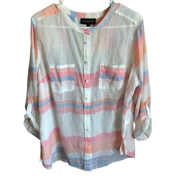 Lane Bryant Multicolor Striped Blouse - Picture 1 of 5